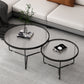 Contemporary Coffee Table Set Glass Round 2-Piece Coffee Cocktail Table Black Clearhalo 'Coffee & Accent Tables' 'Coffee Tables' 'coffee_tables' 'furn' 'furn_coffee_tables' 'Furniture' 'Living Room Furniture' 6691806