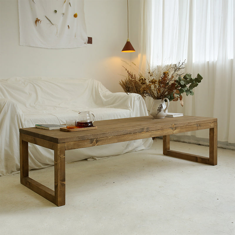15"H Contemporary Coffee Table Solid Wood Coffee Cocktail Table