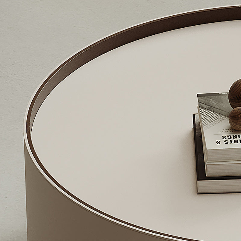 Contemporary Coffee Table Round Slate Drum Coffee Cocktail Table