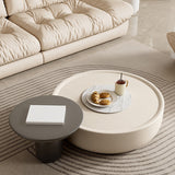 Contemporary Coffee Table Round Wooden Drum Coffee Cocktail Table