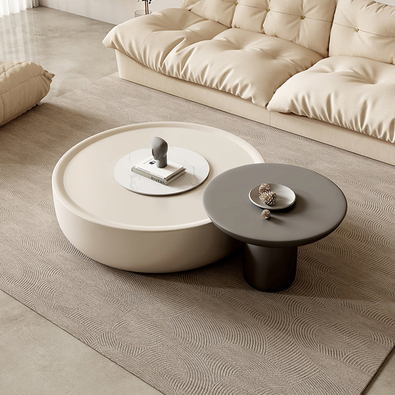 Contemporary Coffee Table Round Drum Wooden Coffee Cocktail Table