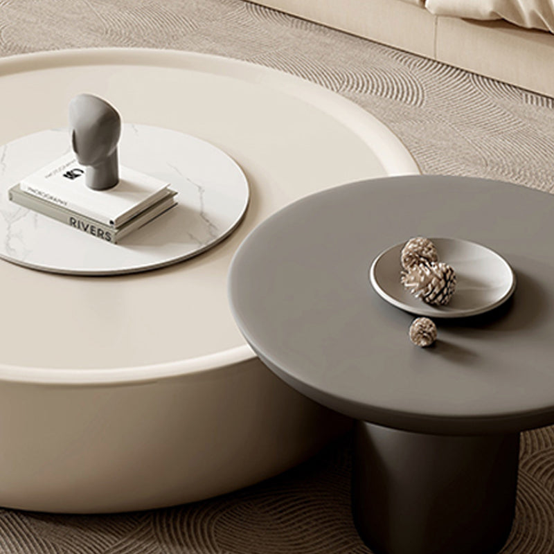 Contemporary Coffee Table Round Drum Wooden Coffee Cocktail Table