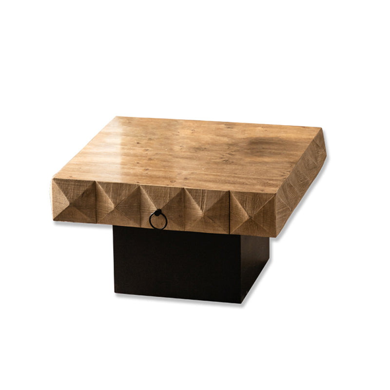 17"H Contemporary Coffee Table Solid Wood Pedestal Coffee Cocktail Table 31"L x 33"W x 18"H Clearhalo 'Coffee & Accent Tables' 'Coffee Tables' 'coffee_tables' 'furn' 'furn_coffee_tables' 'Furniture' 'Living Room Furniture' 6691920