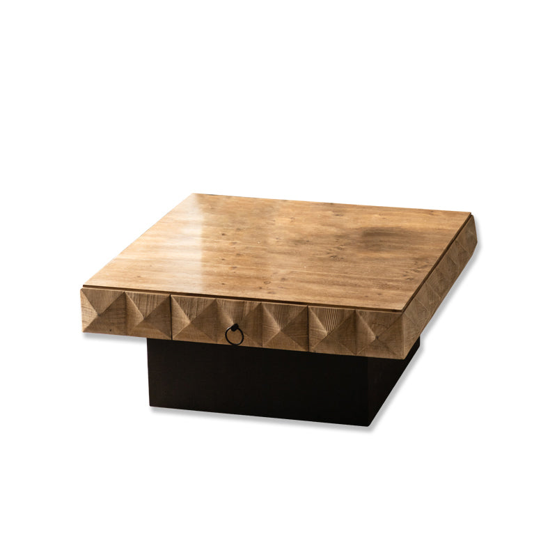 17"H Contemporary Coffee Table Solid Wood Pedestal Coffee Cocktail Table 44"L x 45"W x 18"H Clearhalo 'Coffee & Accent Tables' 'Coffee Tables' 'coffee_tables' 'furn' 'furn_coffee_tables' 'Furniture' 'Living Room Furniture' 6691926