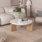14-inch moderne salontafel met 3 poten, ronde witte koffiecocktailtafel
