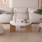 14-inch moderne salontafel met 3 poten, ronde witte koffiecocktailtafel