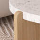 14-inch moderne salontafel met 3 poten, ronde witte koffiecocktailtafel
