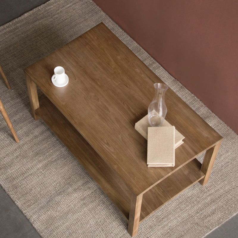 17"H moderner Couchtisch aus massivem Holz, Kaffee-Cocktailtisch mit Stauraum