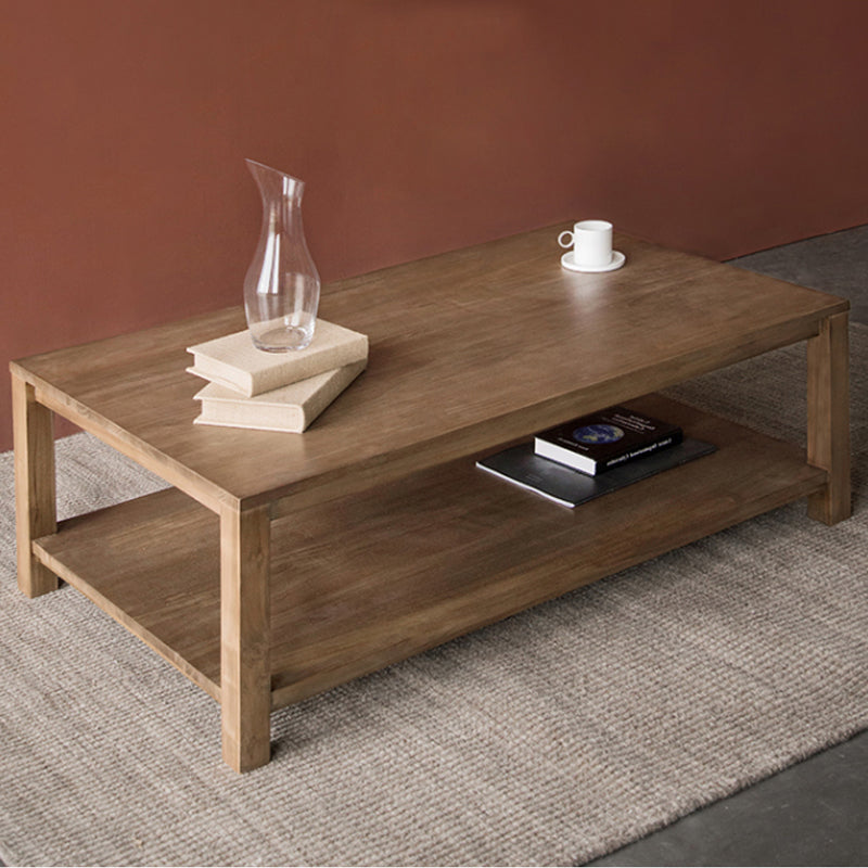 17"H moderner Couchtisch aus massivem Holz, Kaffee-Cocktailtisch mit Stauraum