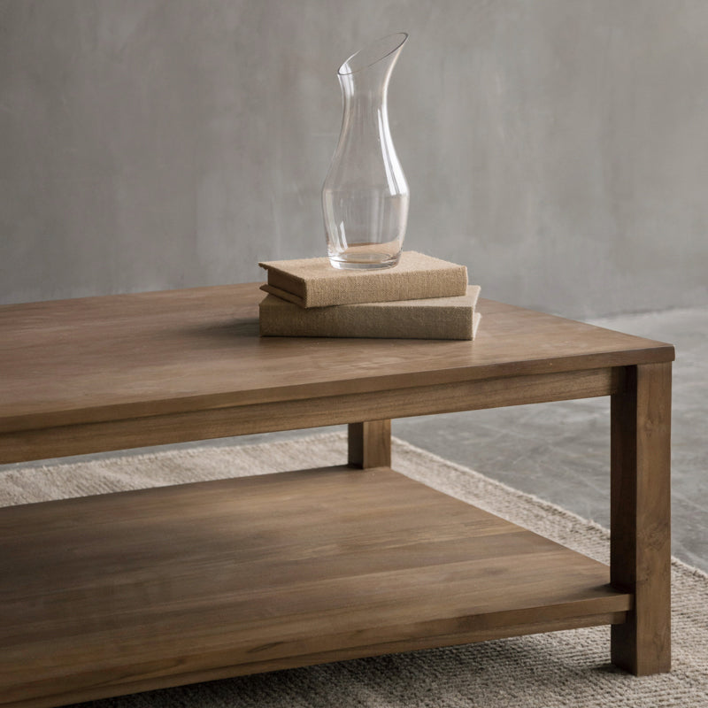 17"H moderner Couchtisch aus massivem Holz, Kaffee-Cocktailtisch mit Stauraum