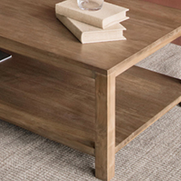 17"H moderner Couchtisch aus massivem Holz, Kaffee-Cocktailtisch mit Stauraum