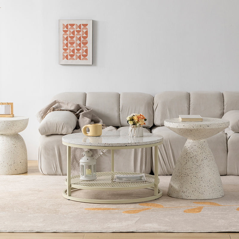 16"H Contemporary Coffee Table White Coffee Cocktail Table with Storage Clearhalo 'Coffee & Accent Tables' 'Coffee Tables' 'coffee_tables' 'furn' 'furn_coffee_tables' 'Furniture' 'Living Room Furniture' 6691980