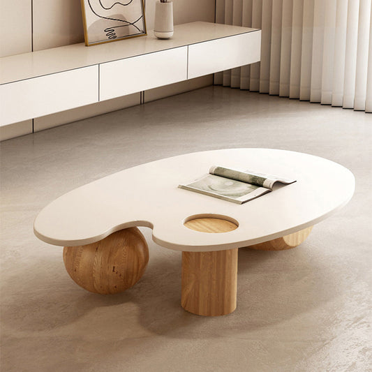 11"H Contemporary Coffee Table Solid Wood White Coffee Cocktail Table