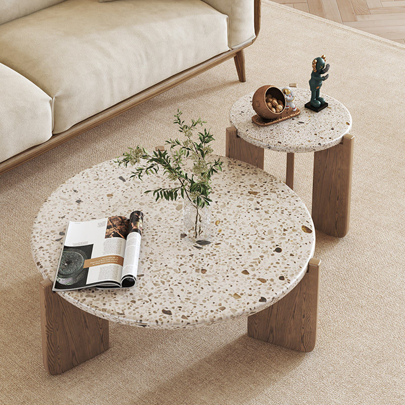 Moderner Couchtisch mit 3 Beinen, runder Kaffee- und Cocktailtisch aus Schiefer