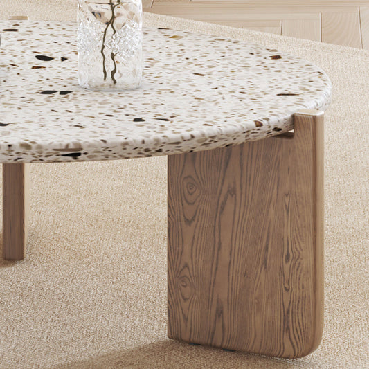 Contemporary Coffee Table 3 Legs Round Slate Coffee Cocktail Table