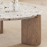 Contemporary Coffee Table 3 Legs Round Slate Coffee Cocktail Table