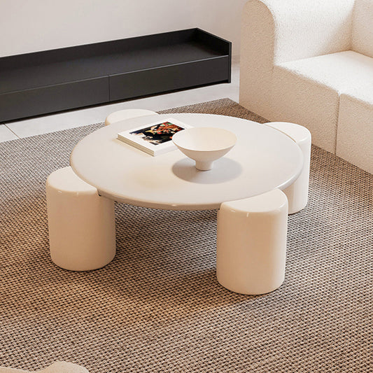 Mesa de café de forma libre moderna mesa de café solo blanco con 4 patas