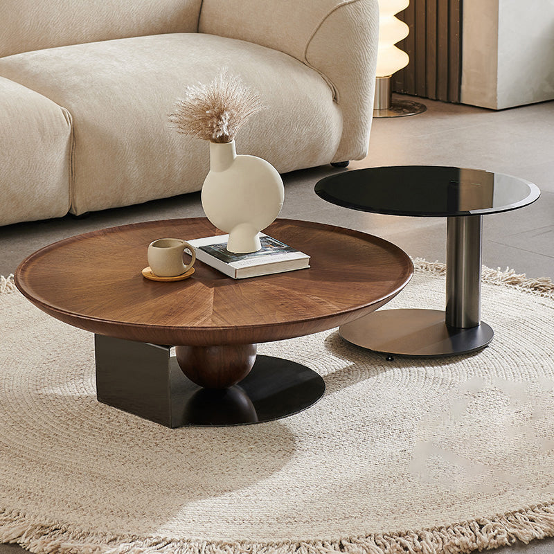 Modern Round Wood Single Coffee Table Pedestal Bunching Tables Clearhalo 'Coffee & Accent Tables' 'Coffee Tables' 'coffee_tables' 'furn' 'furn_coffee_tables' 'Furniture' 'Living Room Furniture' 6692118