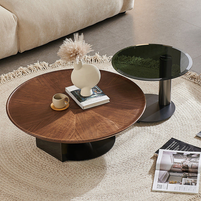 Modern Round Wood Single Coffee Table Pedestal Bunching Tables Clearhalo 'Coffee & Accent Tables' 'Coffee Tables' 'coffee_tables' 'furn' 'furn_coffee_tables' 'Furniture' 'Living Room Furniture' 6692120