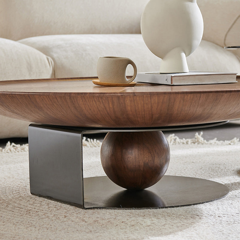 Modern Round Wood Single Coffee Table Pedestal Bunching Tables Clearhalo 'Coffee & Accent Tables' 'Coffee Tables' 'coffee_tables' 'furn' 'furn_coffee_tables' 'Furniture' 'Living Room Furniture' 6692121