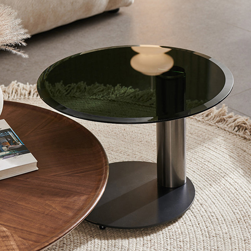 Modern Round Wood Single Coffee Table Pedestal Bunching Tables Clearhalo 'Coffee & Accent Tables' 'Coffee Tables' 'coffee_tables' 'furn' 'furn_coffee_tables' 'Furniture' 'Living Room Furniture' 6692126