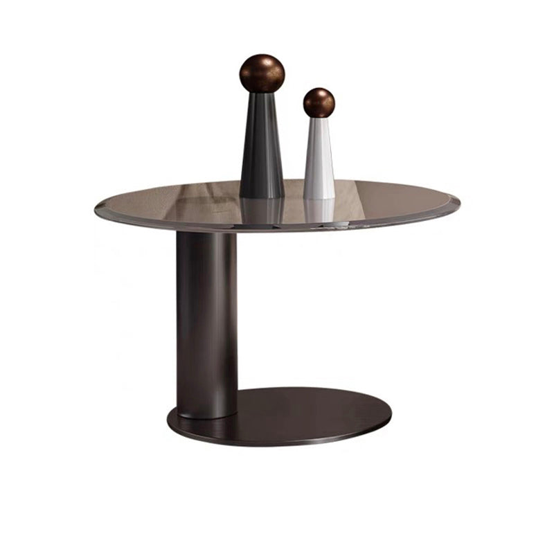 Modern Round Wood Single Coffee Table Pedestal Bunching Tables 22"L x 22"W x 16"H Nut-Brown Clearhalo 'Coffee & Accent Tables' 'Coffee Tables' 'coffee_tables' 'furn' 'furn_coffee_tables' 'Furniture' 'Living Room Furniture' 6692127