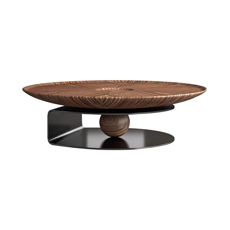 Modern Round Wood Single Coffee Table Pedestal Bunching Tables Nut-Brown Clearhalo 'Coffee & Accent Tables' 'Coffee Tables' 'coffee_tables' 'furn' 'furn_coffee_tables' 'Furniture' 'Living Room Furniture' 6692128