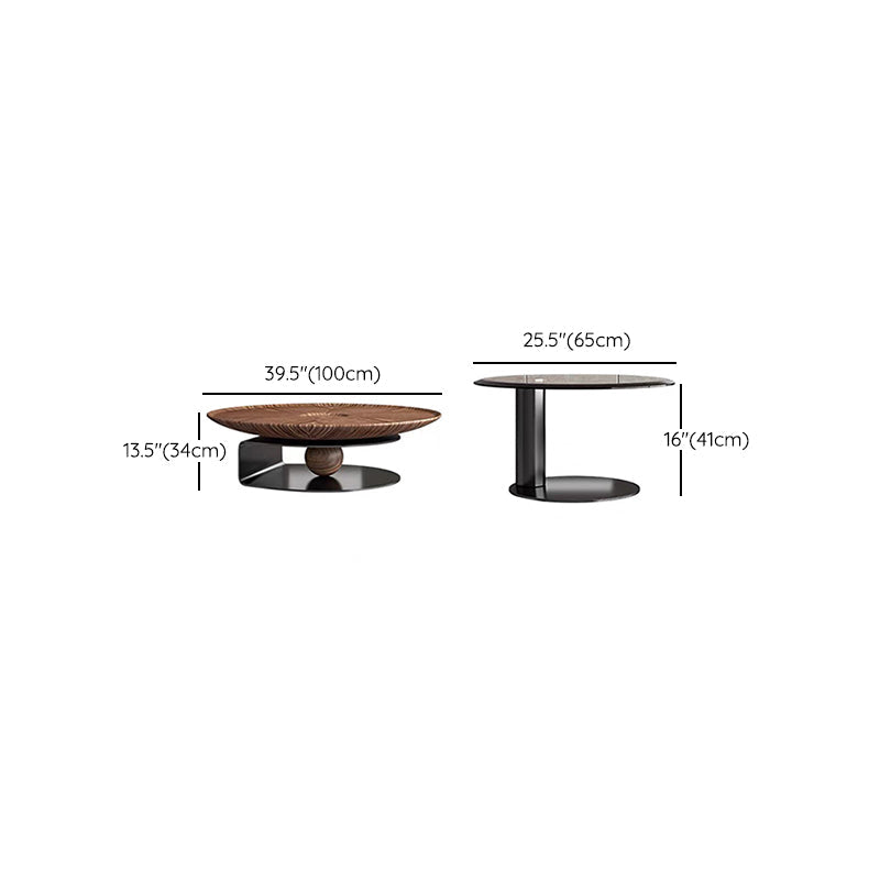 Modern Round Wood Single Coffee Table Pedestal Bunching Tables Clearhalo 'Coffee & Accent Tables' 'Coffee Tables' 'coffee_tables' 'furn' 'furn_coffee_tables' 'Furniture' 'Living Room Furniture' 6692136