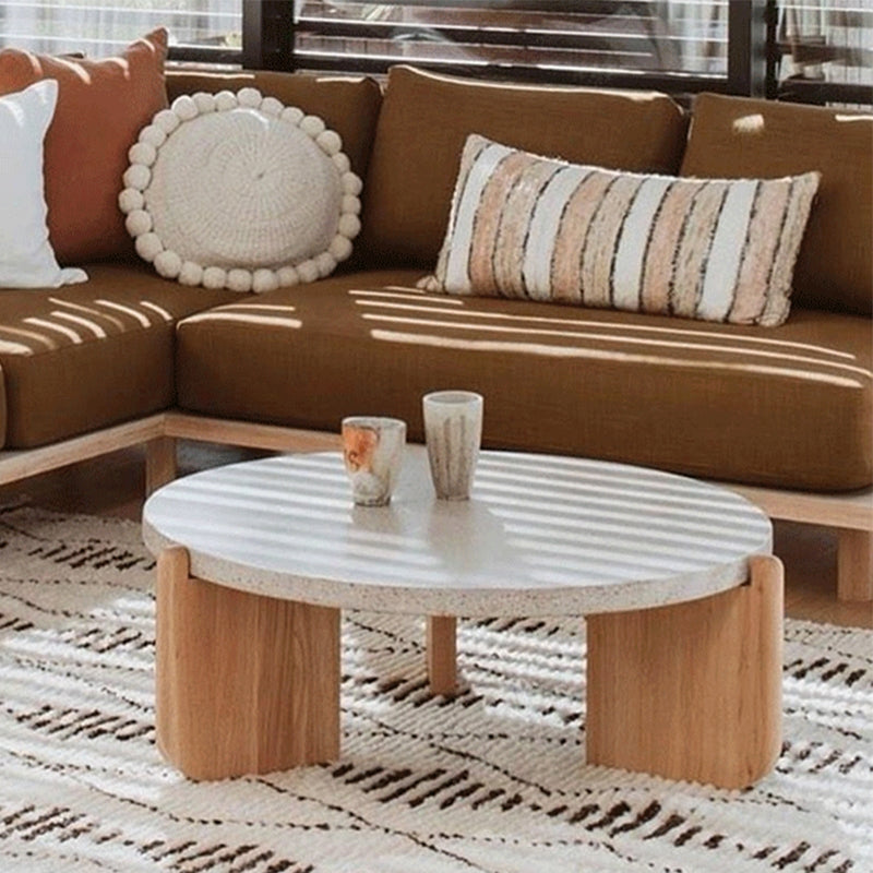 3 Legs Single Coffee Table Modern Round White Slate Coffee Table Clearhalo 'Coffee & Accent Tables' 'Coffee Tables' 'coffee_tables' 'furn' 'furn_coffee_tables' 'Furniture' 'Living Room Furniture' 6692150