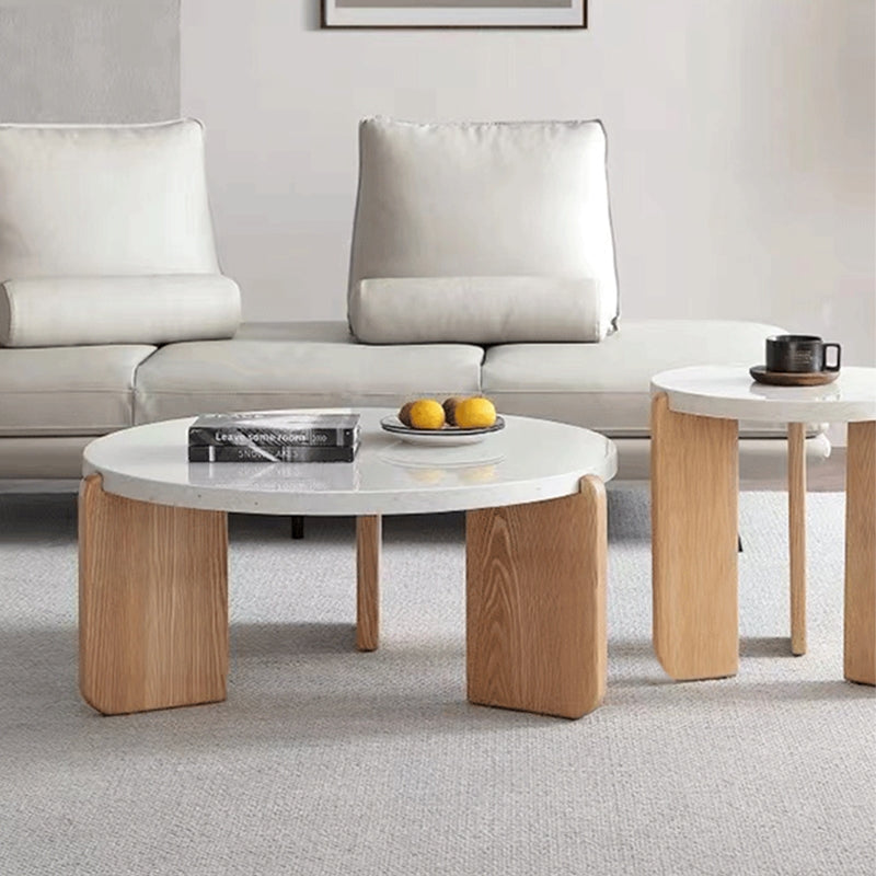 3 Legs Single Coffee Table Modern Round White Slate Coffee Table Clearhalo 'Coffee & Accent Tables' 'Coffee Tables' 'coffee_tables' 'furn' 'furn_coffee_tables' 'Furniture' 'Living Room Furniture' 6692151