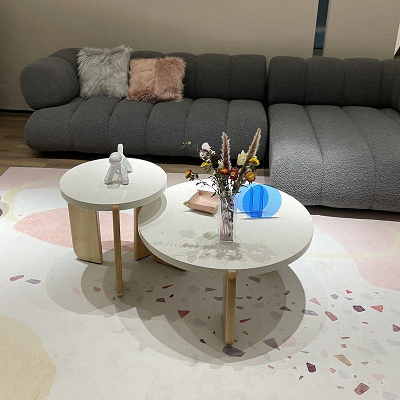 3 Legs Single Coffee Table Modern Round White Slate Coffee Table Clearhalo 'Coffee & Accent Tables' 'Coffee Tables' 'coffee_tables' 'furn' 'furn_coffee_tables' 'Furniture' 'Living Room Furniture' 6692152