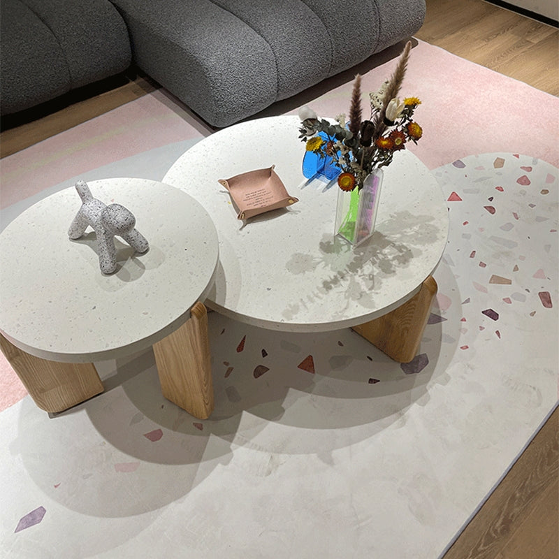 3 Legs Single Coffee Table Modern Round White Slate Coffee Table Clearhalo 'Coffee & Accent Tables' 'Coffee Tables' 'coffee_tables' 'furn' 'furn_coffee_tables' 'Furniture' 'Living Room Furniture' 6692158