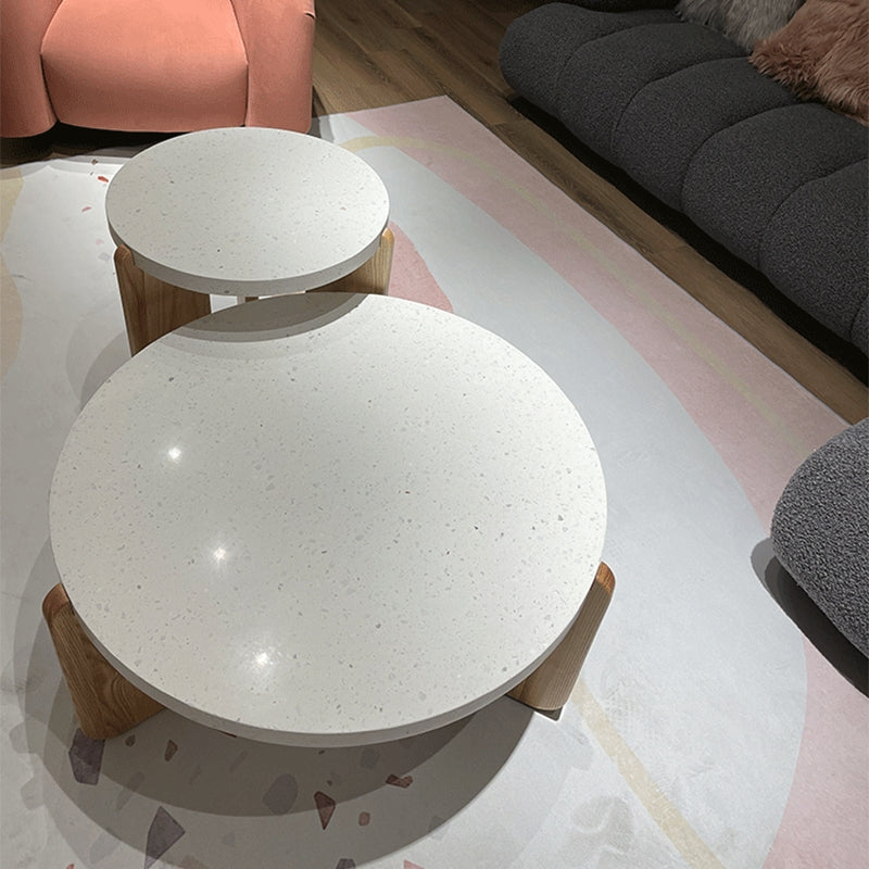 3 Legs Single Coffee Table Modern Round White Slate Coffee Table Clearhalo 'Coffee & Accent Tables' 'Coffee Tables' 'coffee_tables' 'furn' 'furn_coffee_tables' 'Furniture' 'Living Room Furniture' 6692159