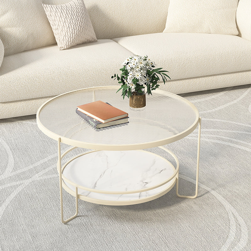 Round Tropical Single Coffee Table No Distressing Glass Coffee Table with 3 Legs Clearhalo 'Coffee & Accent Tables' 'Coffee Tables' 'coffee_tables' 'furn' 'furn_coffee_tables' 'Furniture' 'Living Room Furniture' 6692194