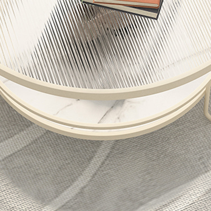 Round Tropical Single Coffee Table No Distressing Glass Coffee Table with 3 Legs Clearhalo 'Coffee & Accent Tables' 'Coffee Tables' 'coffee_tables' 'furn' 'furn_coffee_tables' 'Furniture' 'Living Room Furniture' 6692199