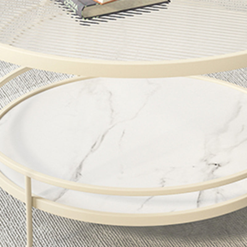 Round Tropical Single Coffee Table No Distressing Glass Coffee Table with 3 Legs Clearhalo 'Coffee & Accent Tables' 'Coffee Tables' 'coffee_tables' 'furn' 'furn_coffee_tables' 'Furniture' 'Living Room Furniture' 6692201