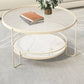Round Tropical Single Coffee Table No Distressing Glass Coffee Table with 3 Legs White White Clearhalo 'Coffee & Accent Tables' 'Coffee Tables' 'coffee_tables' 'furn' 'furn_coffee_tables' 'Furniture' 'Living Room Furniture' 6692202
