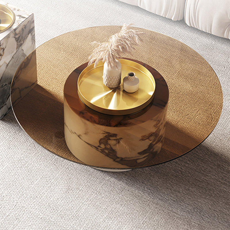 Round No Distressing Coffee Table Glass Pedestal Tropical Single Coffee Table Clearhalo 'Coffee & Accent Tables' 'Coffee Tables' 'coffee_tables' 'furn' 'furn_coffee_tables' 'Furniture' 'Living Room Furniture' 6692208