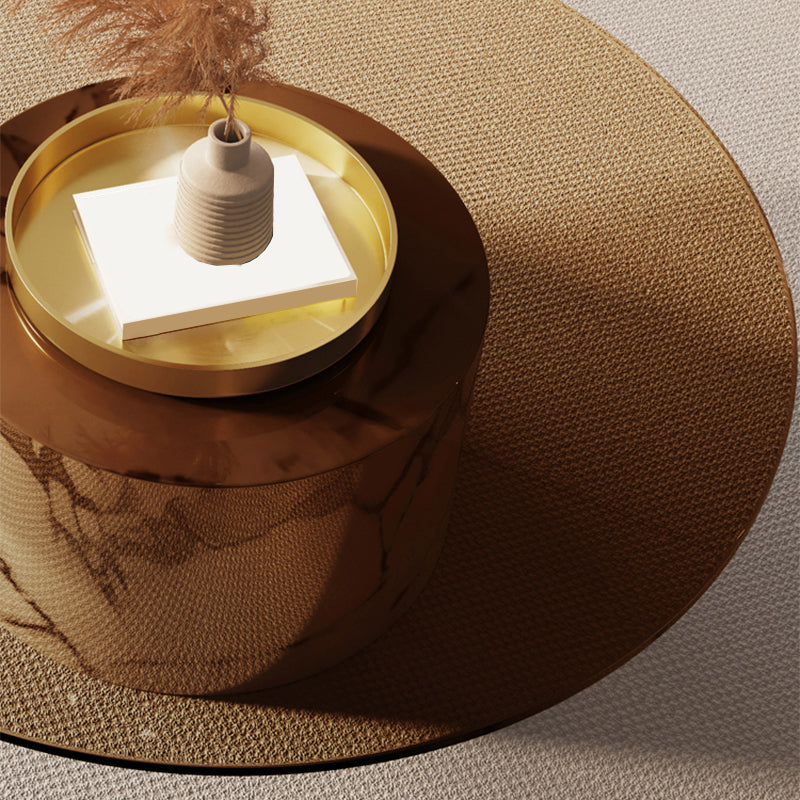 Round No Distressing Coffee Table Glass Pedestal Tropical Single Coffee Table Clearhalo 'Coffee & Accent Tables' 'Coffee Tables' 'coffee_tables' 'furn' 'furn_coffee_tables' 'Furniture' 'Living Room Furniture' 6692214