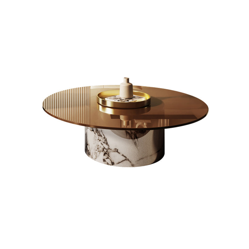 Round No Distressing Coffee Table Glass Pedestal Tropical Single Coffee Table Clearhalo 'Coffee & Accent Tables' 'Coffee Tables' 'coffee_tables' 'furn' 'furn_coffee_tables' 'Furniture' 'Living Room Furniture' 6692216