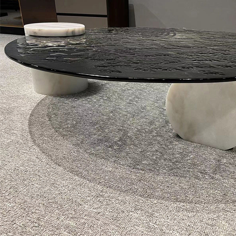 Tropical Round Cocktail Table Glass Pedestal Single Coffee Table Clearhalo 'Coffee & Accent Tables' 'Coffee Tables' 'coffee_tables' 'furn' 'furn_coffee_tables' 'Furniture' 'Living Room Furniture' 6692270
