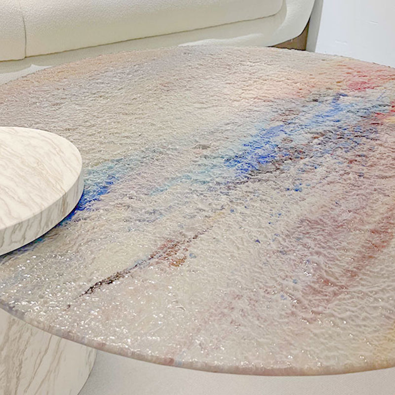 Tropical Round Cocktail Table Glass Pedestal Single Coffee Table Clearhalo 'Coffee & Accent Tables' 'Coffee Tables' 'coffee_tables' 'furn' 'furn_coffee_tables' 'Furniture' 'Living Room Furniture' 6692272