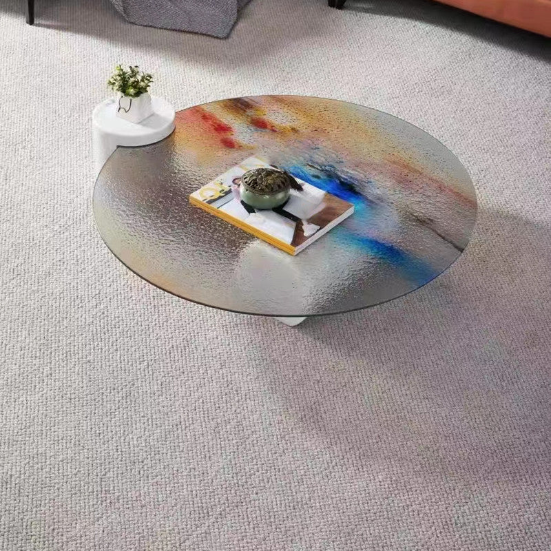 Tropical Round Cocktail Table Glass Pedestal Single Coffee Table Multi-Color Clearhalo 'Coffee & Accent Tables' 'Coffee Tables' 'coffee_tables' 'furn' 'furn_coffee_tables' 'Furniture' 'Living Room Furniture' 6692275