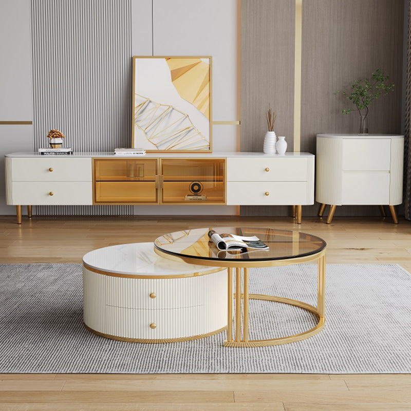 Slate Nesting Coffee Table Set Glam Coffee Table Set with Storage