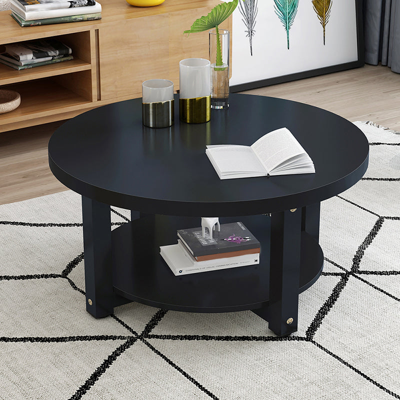 Wood Single Coffee Table No Distressing Coffee Table with Shelf Black Black Clearhalo 'Coffee & Accent Tables' 'Coffee Tables' 'coffee_tables' 'furn' 'furn_coffee_tables' 'Furniture' 'Living Room Furniture' 6692344
