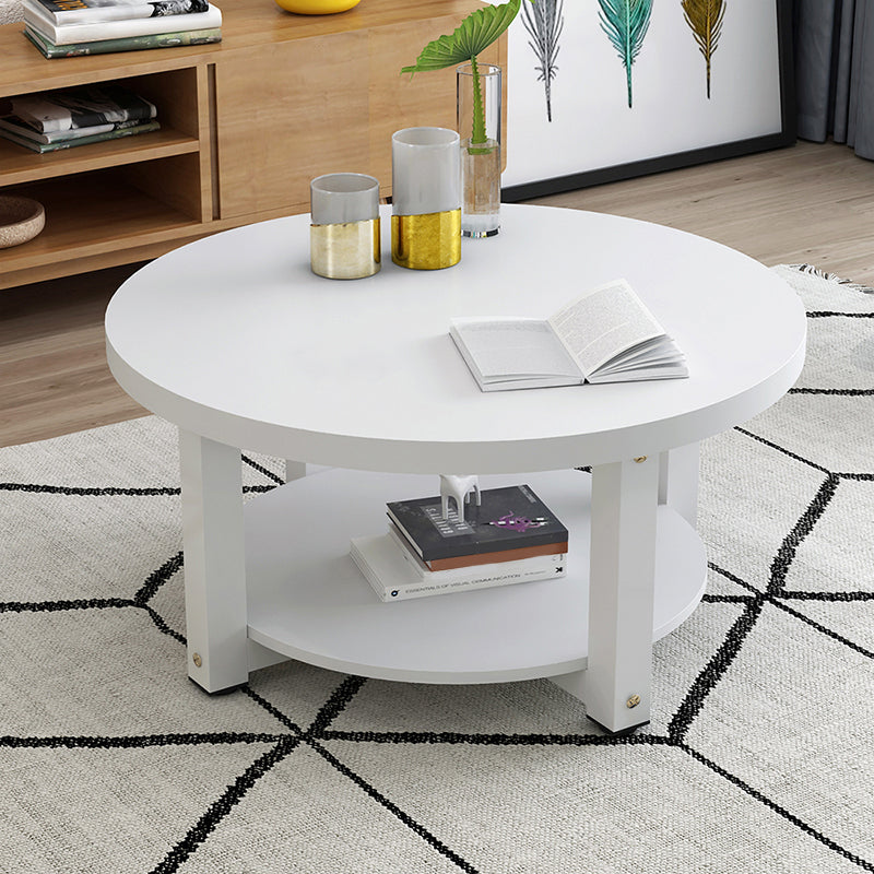 Wood Single Coffee Table No Distressing Coffee Table with Shelf 24"L x 24"W x 18"H White White Clearhalo 'Coffee & Accent Tables' 'Coffee Tables' 'coffee_tables' 'furn' 'furn_coffee_tables' 'Furniture' 'Living Room Furniture' 6692348