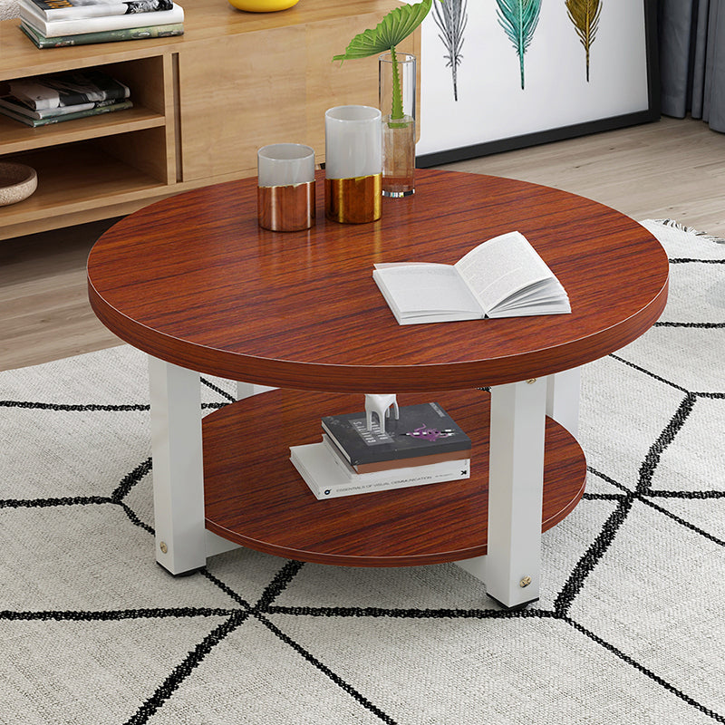 Wood Single Coffee Table No Distressing Coffee Table with Shelf 24"L x 24"W x 18"H Walnut White Clearhalo 'Coffee & Accent Tables' 'Coffee Tables' 'coffee_tables' 'furn' 'furn_coffee_tables' 'Furniture' 'Living Room Furniture' 6692356