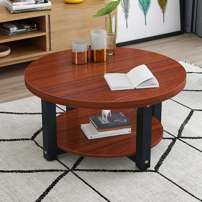 Wood Single Coffee Table No Distressing Coffee Table with Shelf 24"L x 24"W x 18"H Walnut Black Clearhalo 'Coffee & Accent Tables' 'Coffee Tables' 'coffee_tables' 'furn' 'furn_coffee_tables' 'Furniture' 'Living Room Furniture' 6692357