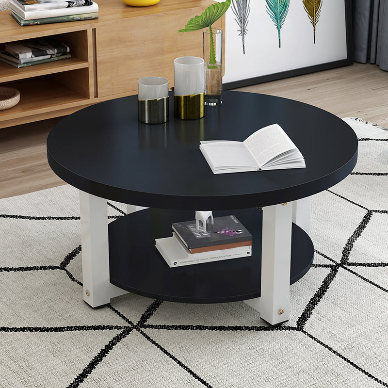 Wood Single Coffee Table No Distressing Coffee Table with Shelf 24"L x 24"W x 18"H Black White Clearhalo 'Coffee & Accent Tables' 'Coffee Tables' 'coffee_tables' 'furn' 'furn_coffee_tables' 'Furniture' 'Living Room Furniture' 6692360