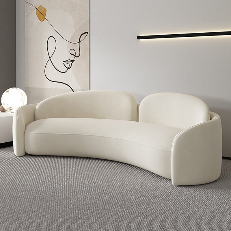 Contemporary Fabric Living Room White Cushions Tuxedo Arm Seating